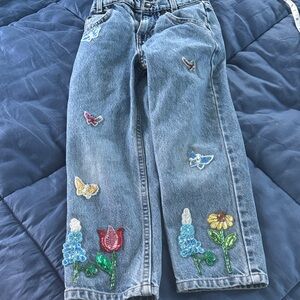 Embroidered Blue Jeans for kids